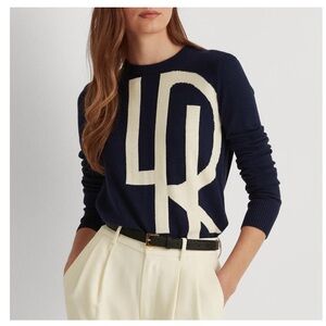 Ralph Lauren Logo Cotton-Blend Sweater Size L
